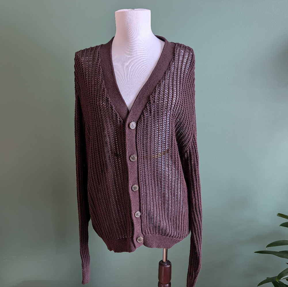 Unisex Urban Outfitters BDG Brown Knit Cardigan Sweater